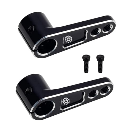 2PCS TGCWENG CNC Aluminum Alloy 25T Servo Horn 25 Teeth Steering Arm Horn Suitable with Losi Tamiya HPI HSP Redcat Axila SCX10 90046 TRX4 Etc 1/10 RC Crawler car (Black) - color: Black