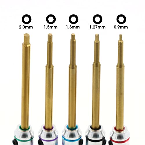 Mini 5pcs Screwdriver Set 0.9mm 1.27mm 1.3mm 1.5mm 2.0mm Multi Hex Driver Hexagon Screwdriver Wrench Tool Kit for Multi-Axis FPV Drone RC Car Quad Helis Repair