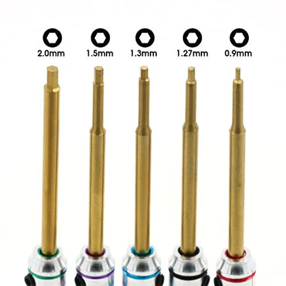 Mini 5pcs Screwdriver Set 0.9mm 1.27mm 1.3mm 1.5mm 2.0mm Multi Hex Driver Hexagon Screwdriver Wrench Tool Kit for Multi-Axis FPV Drone RC Car Quad Helis Repair