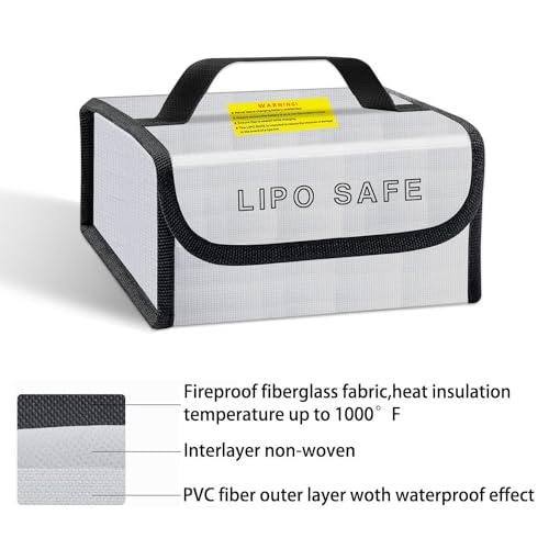 2PCS 185 * 120 * 80mm Lipo Safe Bag for Lipo Battery Pack Storage Charging Transport, Home Office Travel Fireproof Safe Storage Pouch - size: 185*120*80mm