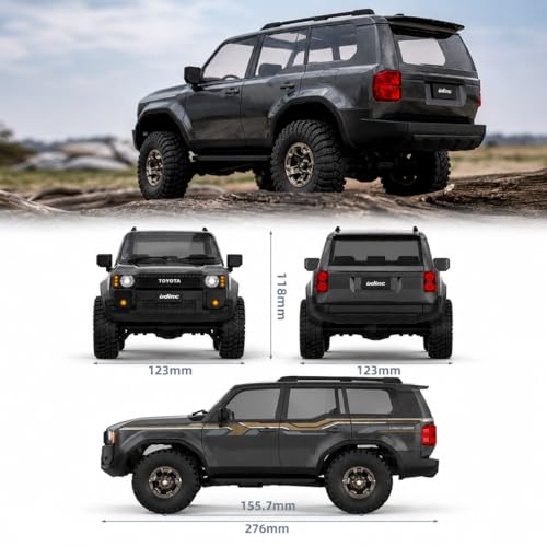 UDIRC UCX1802PRO 1/18 Scale RC Crawler, Brushless Trail Truck, 4x4 Off-Road | 4x4 Off-Road SUV with LED Lights, Hydraulic Shocks, 2.4GHz RTR Remote Control Vehicle for Adults - color: Grey