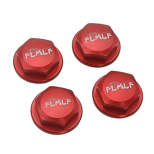 24mm CNC Metal Wheel Tire Adapter Front Rear Tyre Nut Cap 4pcs (Red) | for 1/5 Scale TRAXXAS X-MAXX XMAXX 6S 8S Truck Rc Car Racing Toys Parts - color: Red