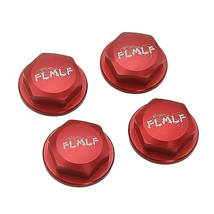 24mm CNC Metal Wheel Tire Adapter Front Rear Tyre Nut Cap 4pcs (Red) | for 1/5 Scale TRAXXAS X-MAXX XMAXX 6S 8S Truck Rc Car Racing Toys Parts - color: Red