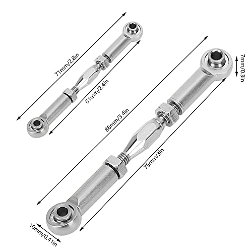RC Car Turnbuckle, 6Pcs Adjustable Servo Links Tie Rod Aluminum Alloy RC Pull Rod Turnbuckle Rod Linkage Set for RC Hobby Car Model(Silver) Rc Steering Linkage Dilwe Tie Rods Buckle