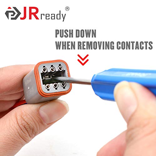 JRready DT series Solid contacts Pin removal tool DRK-RT1, Deutsch Connector Removal Tool, 90 Degree Hook+ Standard Flat Head Screw Driver, suitable for DT, DTM, DTV, DRB, DRCP and STRIKE connectors - size: Removal Tool(DRK-RT1)