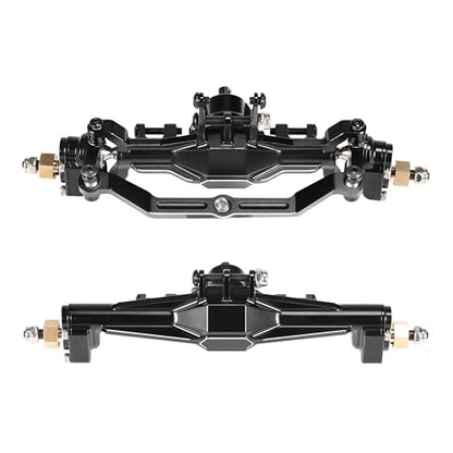 AMK Aluminum TRX4M Axles, CNC TRX4M Portal Axles Front & Rear Set with Steering Link, Aluminum Alloy Housing with Brass Hex for 1/18 RC Crawler TRX4M Defender Bronco Upgrade Parts (Black) - color: Black
