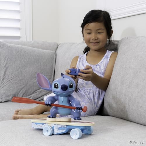 Jada Radio Control Stitch with Surfboard - 2.4 GHz - Straight Forward and Reverse Curve - 1 Channel - Integrated Figure - for Children from 3 Years - 25 cm - (253074009)