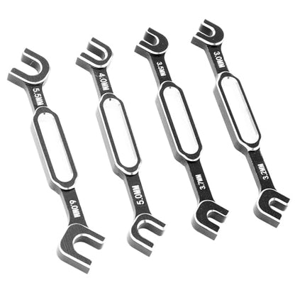 4PCS RC Car Wrenches Turnbuckle Nut Ball Joint Remover Aluminum Alloy RC Maintenance Spanner 3.0‑6.0mm (Black) - color: Black