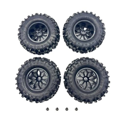 Glued 6.3" Height Larger 1/10 RC Monster Truck Tires Wheels Set 12mm Hex 2.8 RC Tires for Traxxas Rustler Hoss Stampede 2WD 4x4 VXL Redcat Volcano EPX Blackout XTE - style: huge RC truck tires 1/10