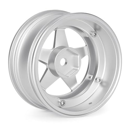 4pcs RC 1/10 Aluminum On Road Wheel Rims Hex 12mm Adjustable Offset for 1:10 RC On Road Drift Touring Street Car (Silver) - color: Silver