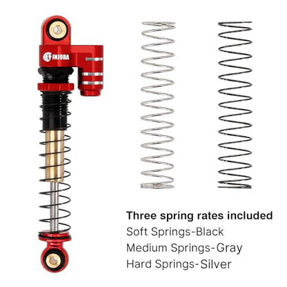 INJORA 43mm Aluminum Threaded Double Barrel Shocks for Axial SCX24 (Red) - color: Red