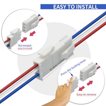 4 Pairs 3-Pin Servo Extension Cables FL4.14mm, Male to Female, 3 Circuit Wire Connector, Cord Wire Cable Suitable for car Truck, Boat and Other, 20cm 22Awg Wire, White, FL4.14-3P