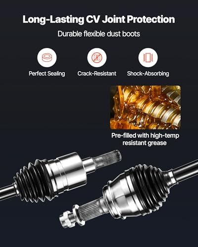 VEVOR CV Axle Shaft Assembly, 2 Pieces Front Left & Right Side (Driver and Passenger Side), Automotive Replacement CV Joint Axles Pair Compatible with 2006-2010 Hummer H3, Alloy Steel & Carbon Steel - size: 2006-2010 Hummer H3, style: Front Driver and Pas