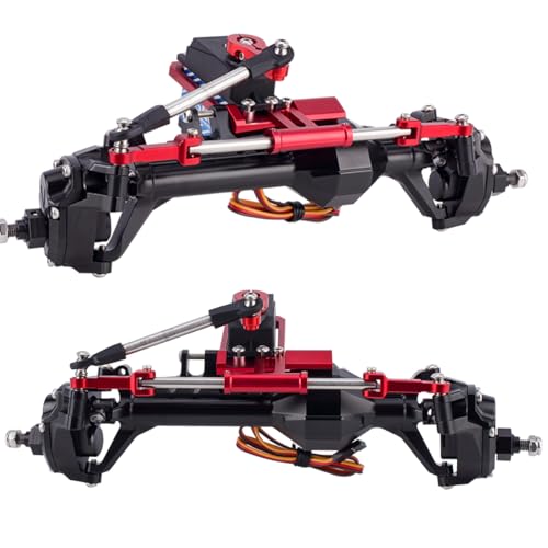 Aluminium BTA Servo Mount and Scale Hydraulic Steering Link for 1/10 RC Crawler Vanquish Phoenix VS4-10 F10 Portal Axle Upgrade (Red) - color: Red