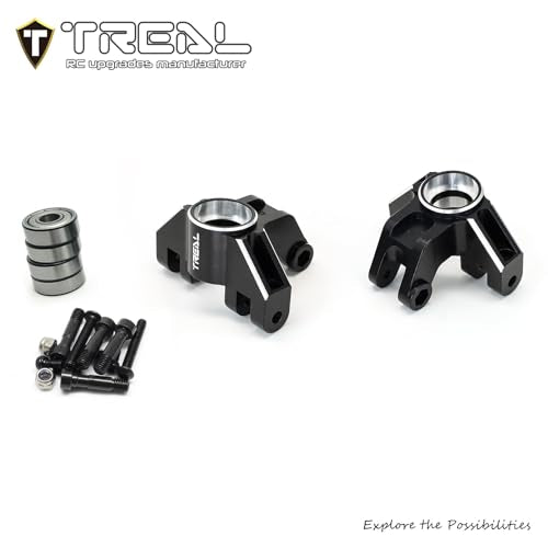 Treal Aluminum 7075 Front Steering Knuckels for Losi LMT (Black) - color: Black