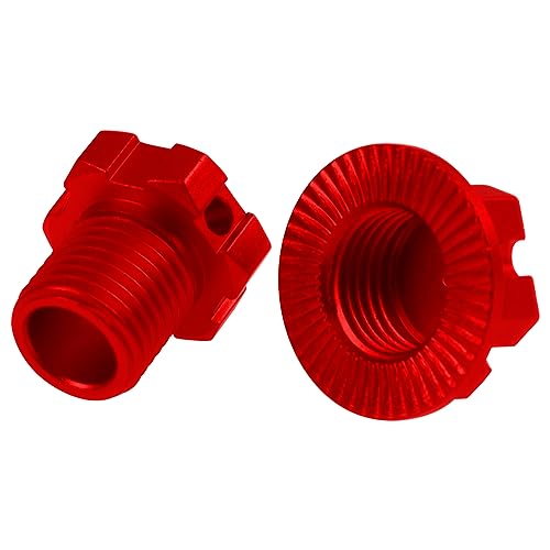 Aluminum 17mm Splined Wheel Hubs Adapter & Nuts #8654 Compatible with Traxxas 1/10 E-Revo 2.0 Maxx & 1/8 Sledge RC Car (Red) - color: Red