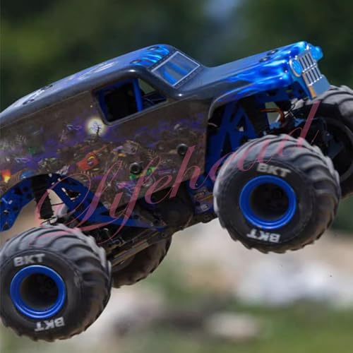 Lifehead 1/16 RC Monster Truck Snow Sand Tires for 1/12 1/14 1/16 RC Off Road Monster Truck TRAXXAS E-REVO SUMMIT Tamiya Losi HBX 16889 S1601/12mm Hex/OD 100mm - color: Blue