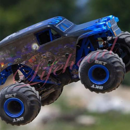 Lifehead 1/16 RC Monster Truck Snow Sand Tires for 1/12 1/14 1/16 RC Off Road Monster Truck TRAXXAS E-REVO SUMMIT Tamiya Losi HBX 16889 S1601/12mm Hex/OD 100mm - color: Blue