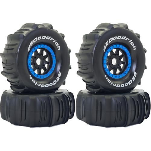 1/7 1/8 RC Off Road Truck Wheels 17mm Hex And Tires OD 5.5" Short Course Snow Sand Tyres For 1:7 1:8 Scale Buggy Truck Car TRAXXAS UDR FS Atom ARRMA Mojave 6S EXB YK4072 DF7 TB7 4PCS (Blue)