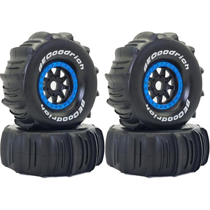 1/7 1/8 RC Off Road Truck Wheels 17mm Hex And Tires OD 5.5" Short Course Snow Sand Tyres For 1:7 1:8 Scale Buggy Truck Car TRAXXAS UDR FS Atom ARRMA Mojave 6S EXB YK4072 DF7 TB7 4PCS (Blue)