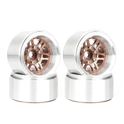 4PCS 1.9" Beadlock Wheel Rims Offset-10mm Aluminum Alloy Metal Wheel Hub for 1/10 RC Rock Crawler Car for Axial SCX10 TRX4 TRX6 D90 D110 Upgrade Accessories (Bronze) - color: Bronze