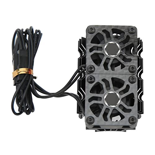 RC Motor Heatsink Cover, RC Motor Fan Cooling Heatsink 8.4V 36mm 263mm Extension Cable Dual Cooling Fans for Replacement (Black)