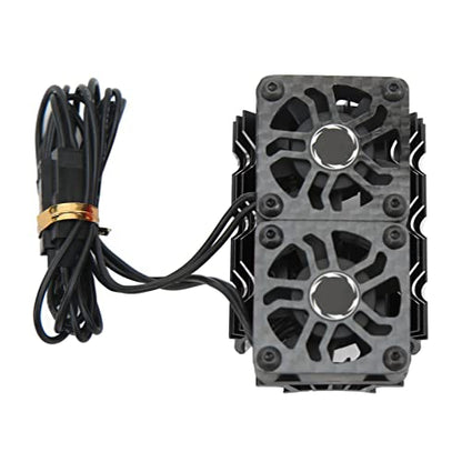 RC Motor Heatsink Cover, RC Motor Fan Cooling Heatsink 8.4V 36mm 263mm Extension Cable Dual Cooling Fans for Replacement (Black)