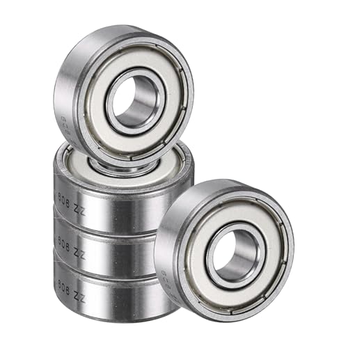 uxcell 5 Pack 606 ZZ Deep Groove Ball Bearings, 6x17x6mm Chrome Steel Double Shield Bearing for Electric Motor, Home Appliances, Garden Machinery, (ABEC5) - size: 606 ZZ