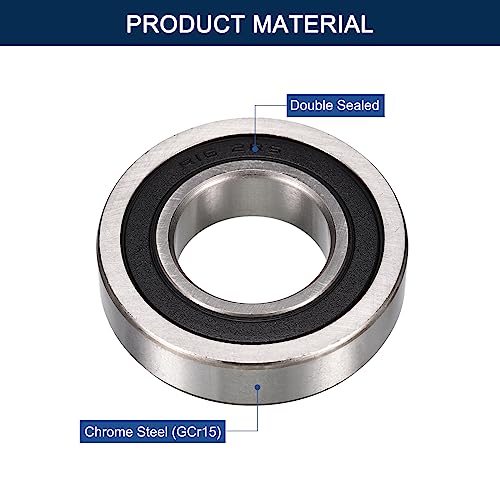 R16-2RS Deep Groove Ball Bearings, ID 1" x OD 2" x Width 1/2" Double Rubber Sealed Ball Bearing Pre-Lubricated Chrome Steel Z2 Lever 2pcs - size: R16-2RS 1"x2"x1/2"