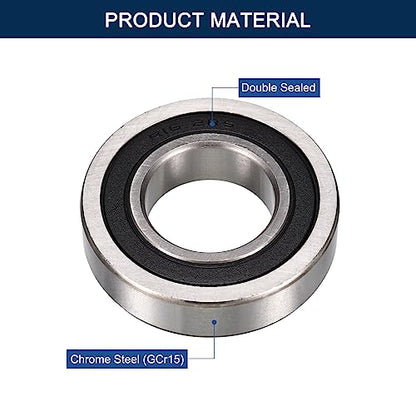 R16-2RS Deep Groove Ball Bearings, ID 1" x OD 2" x Width 1/2" Double Rubber Sealed Ball Bearing Pre-Lubricated Chrome Steel Z2 Lever 2pcs - size: R16-2RS 1"x2"x1/2"