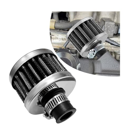 12mm Mini Air Filter, Universal Motor Cold Air Intake Filter Breather, Auto Turbo Vent Intake Filter Cleaner, Crankcase Breather Car Accessories for Motorcycle Engine Parts (Carbon Fiber) - color: Carbon Fiber
