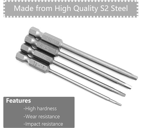 Hex Bit Set 4in1, Allen Wrench Drill Bit Set 1/4" Hex Shank 3" Long Screwdrivers Bit for RC Repair Electric Screwgun/Power Drill RC Hobby Tool Kit