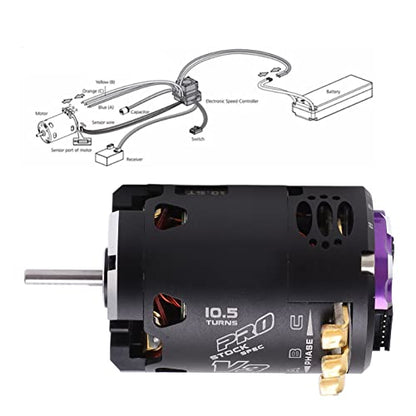 Dilwe Brushless Motor, 540 V3 10.5T Sensored Brushless Motor,RC Car Motor for 1/10 1/12 RC Off Road Drift Car, Brushless RC Motor RC Accessories