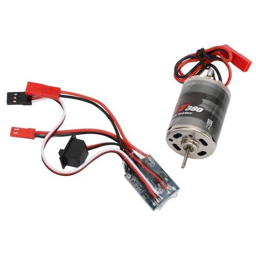 GOTOTOP RC Brushed Motor ESC, Stainless Steel 380 Motor with 30A Brush ESC Combo, 38T 19000RPM 7.2V Forward Reverse Brake, for 1 16 1 18 RC Car Boat