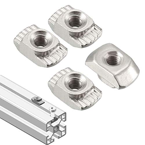 100pcs 2020 Series M5 Thread T Nuts Hammer Head Fastener Nut Sliding T-Nut,Nickel Plated Carbon Steel Nut for 20 Series Aluminum Extrusion Profile T Slot 6mm (2020 Series M5) - size: 2020 Series M5