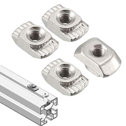 100pcs 2020 Series M5 Thread T Nuts Hammer Head Fastener Nut Sliding T-Nut,Nickel Plated Carbon Steel Nut for 20 Series Aluminum Extrusion Profile T Slot 6mm (2020 Series M5) - size: 2020 Series M5