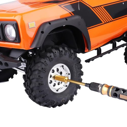 5-in-1 Titanium RC Screw Driver Set-1/4" Driver Drill Bits 1.5mm 2.0mm 2.5mm Hex Allen Wrench Keys & 7.0mm Nut Driver & 4.0mm Phillips RC Tool Set for Traxxas Arrma Axial Losi