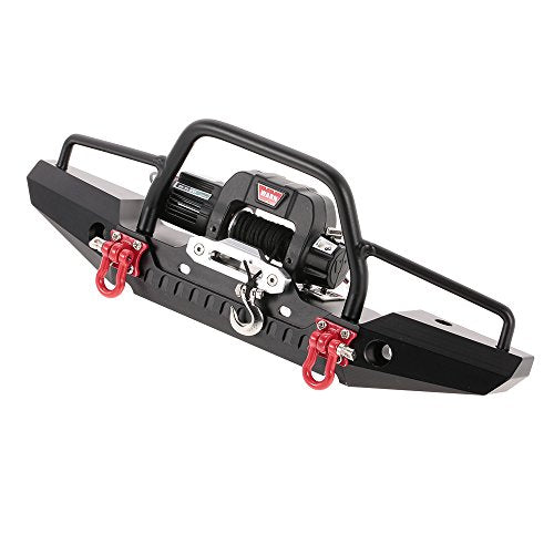 Goolsky Metal Front Bumper with 2 LED Light & Remote Control Electric Winch for TRX-4 SCX10II 90046