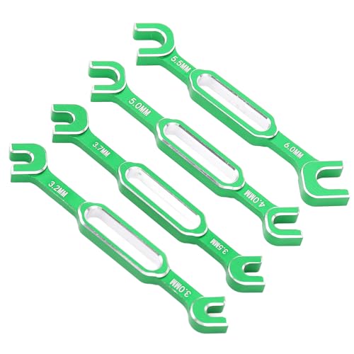 4PCS RC Car Wrenches Turnbuckle Nut Ball Joint Remover Aluminum Alloy RC Maintenance Spanner 3.0‑6.0mm (Green) - color: Green