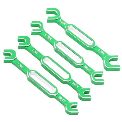 4PCS RC Car Wrenches Turnbuckle Nut Ball Joint Remover Aluminum Alloy RC Maintenance Spanner 3.0‑6.0mm (Green) - color: Green