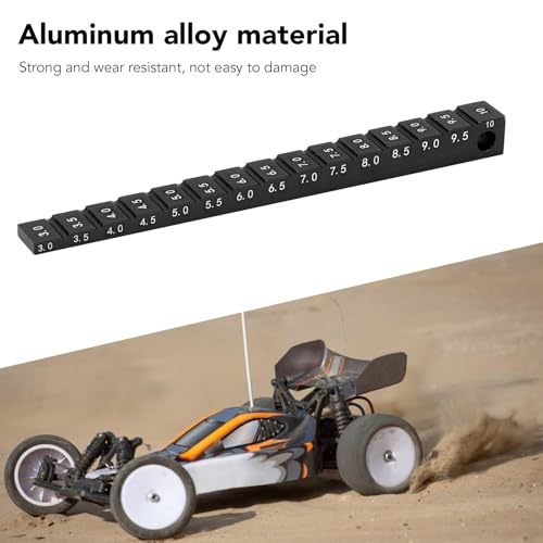 RC Ride Height Gauge 1/10, RC Camber Gauge Aluminum Alloy RC Ride Height and Camber Gauge Kit for 1/10 RC Drift Car, 0.1 to 0.4in Adjustment Range (Black) - color: Black