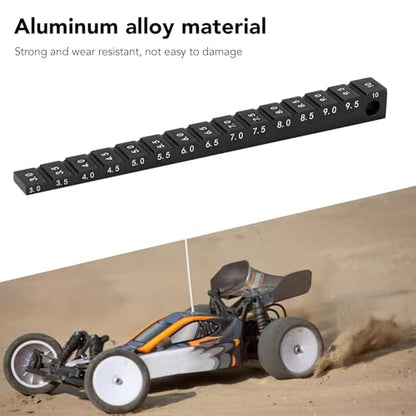 RC Ride Height Gauge 1/10, RC Camber Gauge Aluminum Alloy RC Ride Height and Camber Gauge Kit for 1/10 RC Drift Car, 0.1 to 0.4in Adjustment Range (Black) - color: Black