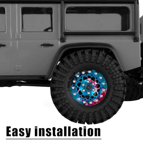 for 1/24 1/18 SCX24 FCX24 TRX4M RC Crawler Car,1.3" RC Tires Wheel Rim,Aluminum RC Truck Tires Wheels Rims,1.3 Beadlock Wheel Rims Heavy Duty Rim (4PCS) Colour - color: 1.3-rim-colour