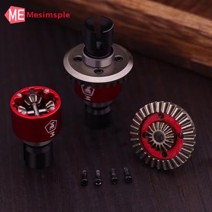 2PCS Alum H16BM Front Rear Differential Diff Gear for 1/16 H16BM H16207 16208 16209 16210 H16 1/14 14301 14302 14209 14210 H14BM Series Upgrades Part Red - color: Red