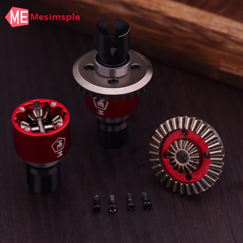 2PCS Alum H16BM Front Rear Differential Diff Gear for 1/16 H16BM H16207 16208 16209 16210 H16 1/14 14301 14302 14209 14210 H14BM Series Upgrades Part Red - color: Red