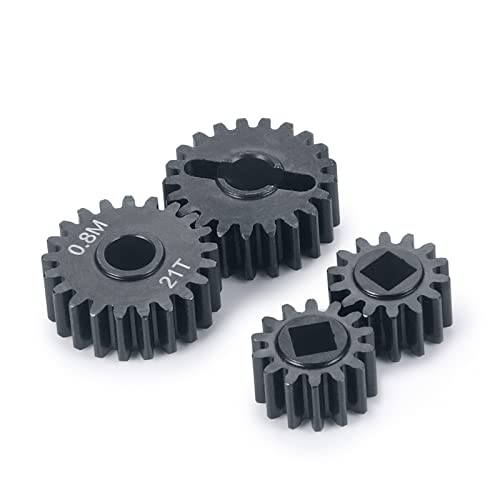 MORLORDY RC Aluminum Alloy Overdrive Portal Gears 0.8M 14T Drive Gear 21T Output Gear Set for 1/10 Scale SCX10 III Capra AXI03000 AXI03004 Upgrade Gears - size: 14T 21T