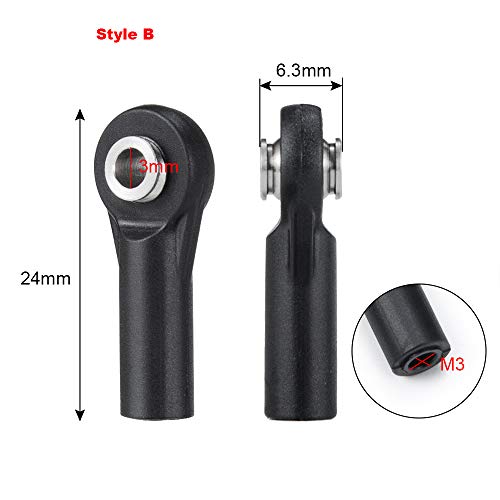 QUE-T 10pcs M3 Plastic Ball Head Link Rod Ends Joint Linkage for 1/10 RC Axial SCX10 Crawler Car (B) - style: B