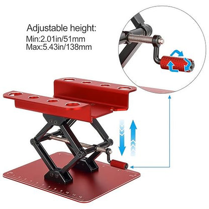 RC Car Stand, Aluminum Liftable Adjustable RC Car Work Stand, Repair & Display RC Stand for Traxxas TRX4 Axial Arrma Redcat Losi 1/8 1/10 1/12 1/14 1/16 1/18 1/24 RC Car (Red) - color: Red