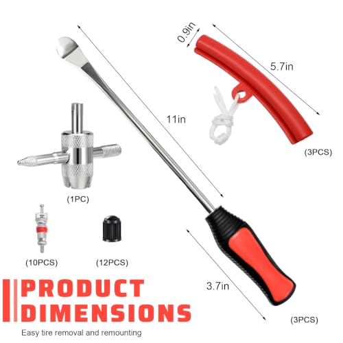 29PCS 19" Tire Spoons Kit, Motorbike Tire Remover Set with Tyre Spoon, Rim Protector, Valve Core, Cap & Valve Tool, Tyre Changer Lever Removal Tool for Motorcycle Dirt Bike (Red)