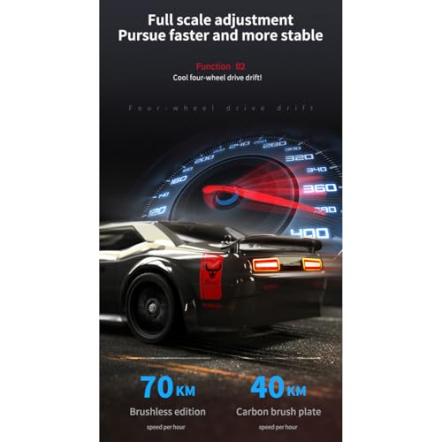 SG216 RC Drift Car, 1/16 Scale Full-Proportional 4WD High-Speed Remote Control Drift Car with 7-Mode LED Lights, Powerful Electronics, Racing Vehicle for Adults (Brushless Version/Black) - color: Black